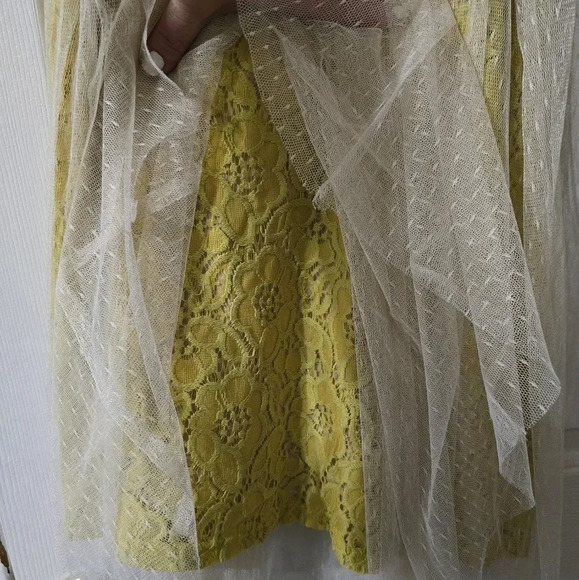 Ryu Tulle & Lace Crochet High Circle Neck Tie Mini Sheath Dress, Sz Large, EUC! - Picture 8 of 11